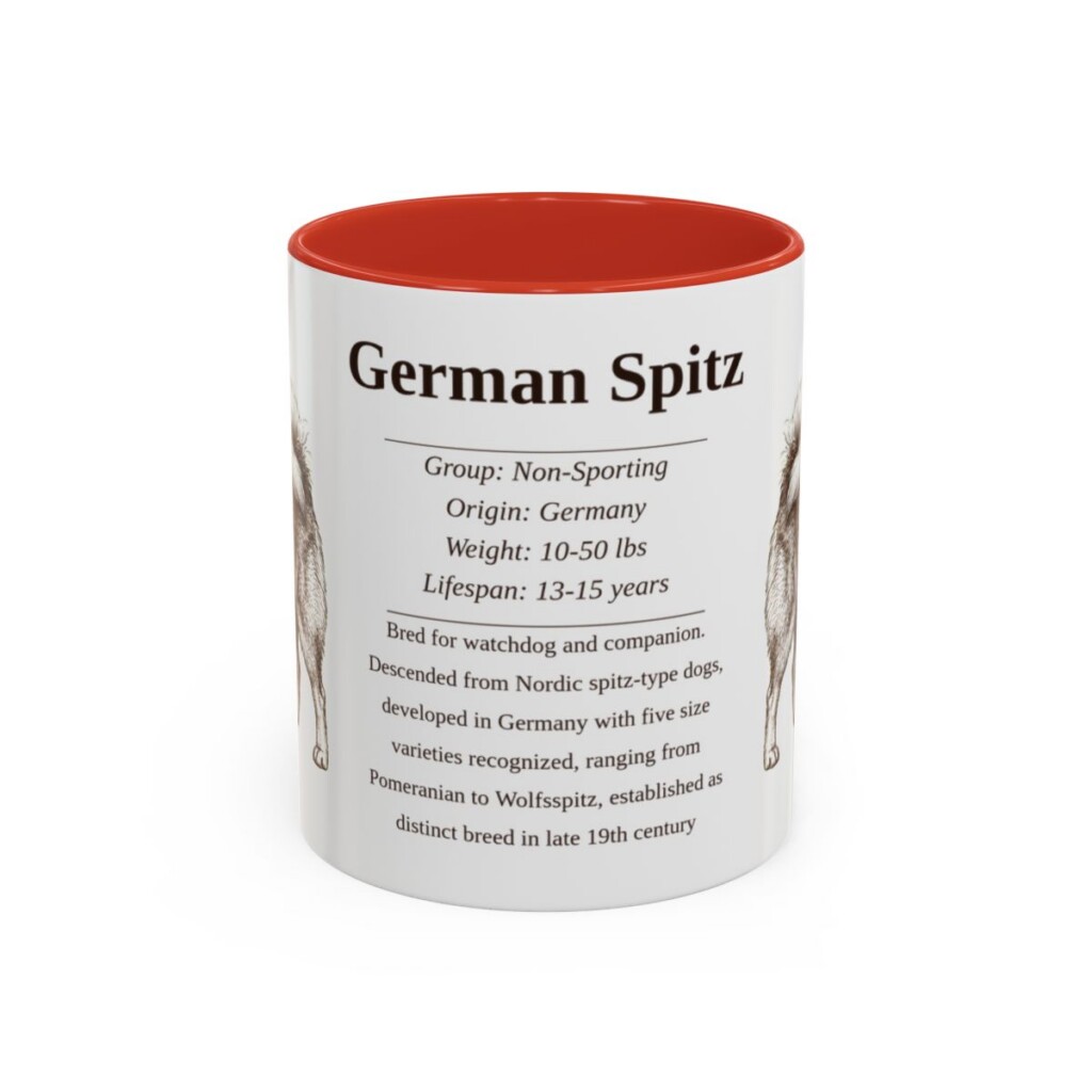 11oz German Spitz Mug, Red, front view