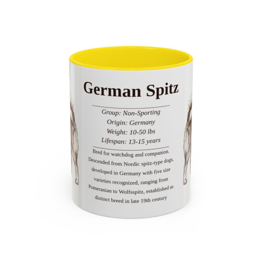 11oz German Spitz Mug, Yellow, front view
