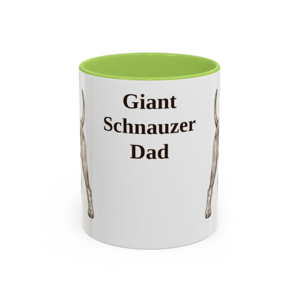 11oz Giant Schnauzer Dog Dad Mug, Light Green, front view