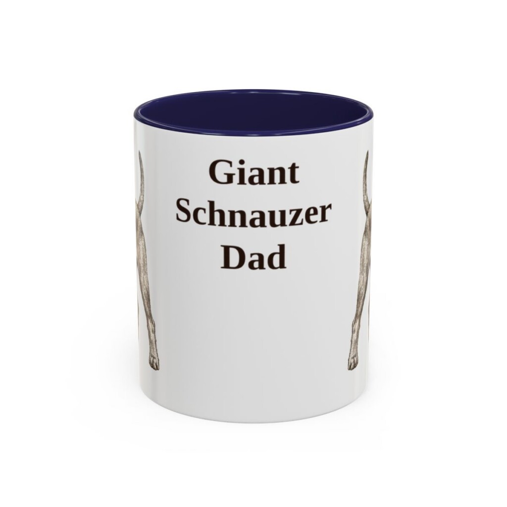 11oz Giant Schnauzer Dog Dad Mug, Navy, front view