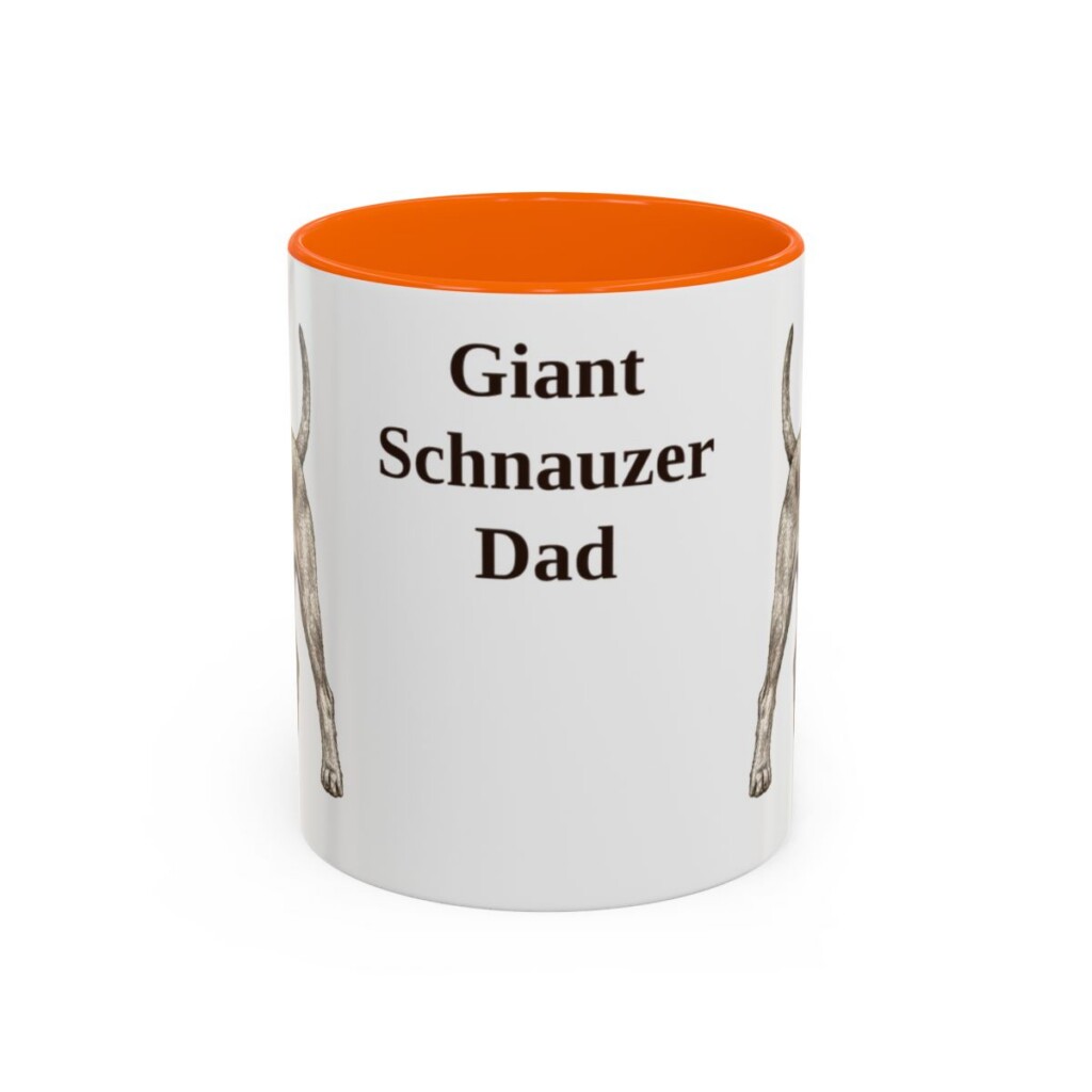 11oz Giant Schnauzer Dog Dad Mug, Orange, front view