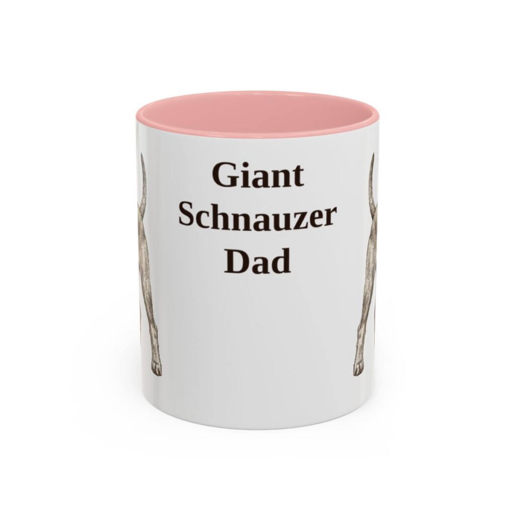 11oz Giant Schnauzer Dog Dad Mug, Pink, front view