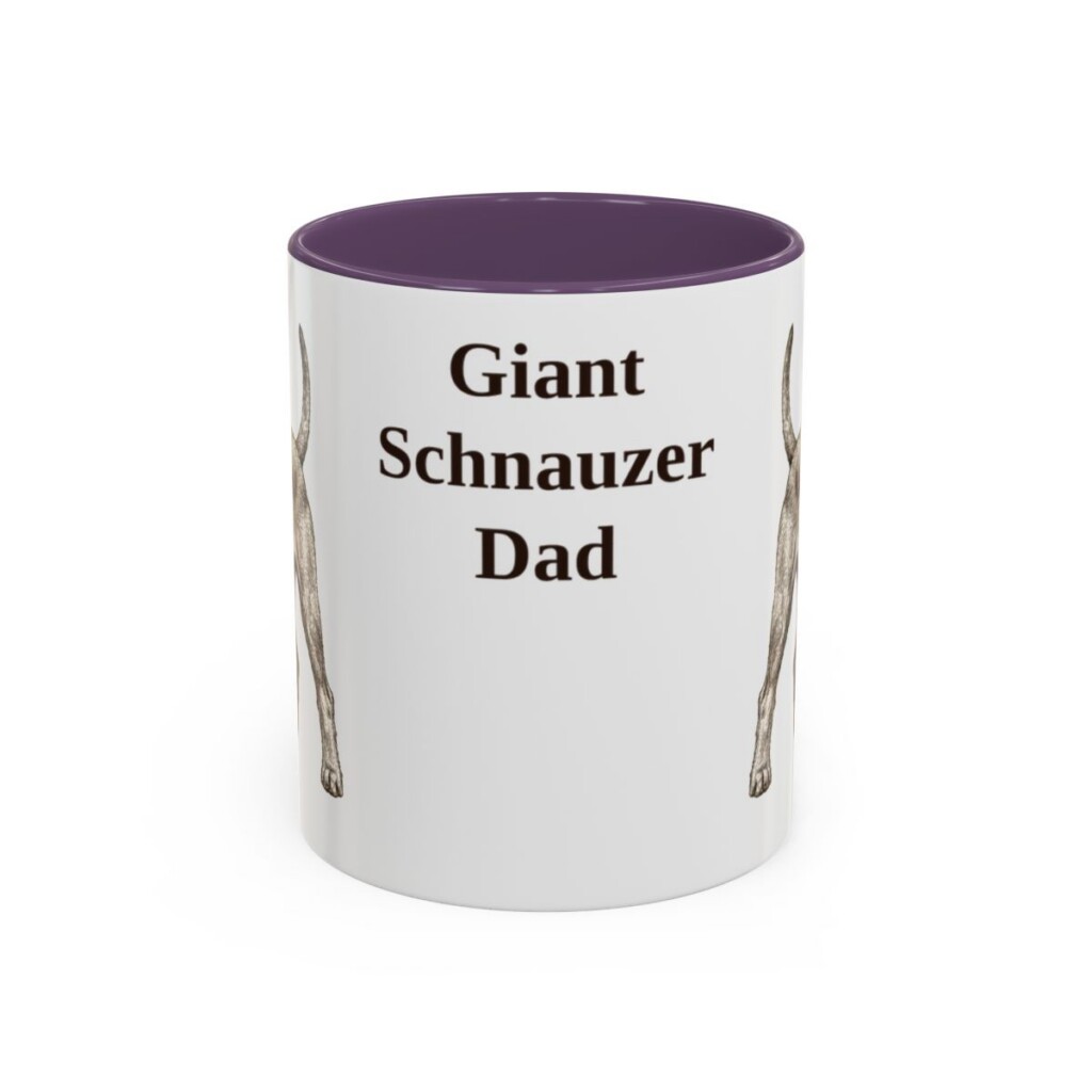11oz Giant Schnauzer Dog Dad Mug, Purple, front view