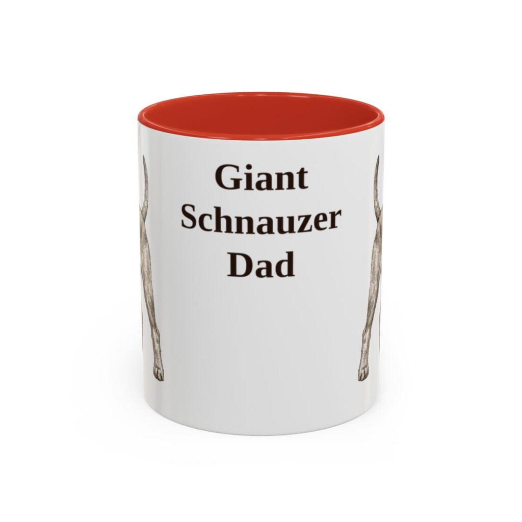 11oz Giant Schnauzer Dog Dad Mug, Red, front view