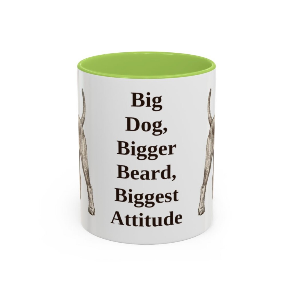 11oz Funny Giant Schnauzer Mug, Light Green, front view