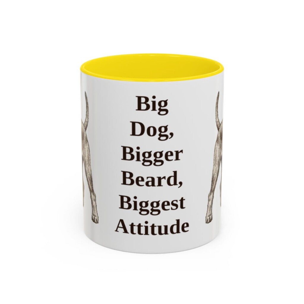 11oz Funny Giant Schnauzer Mug, Yellow, front view