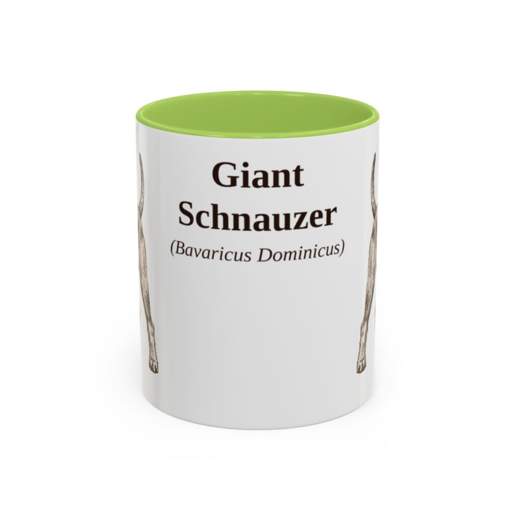 11oz Giant Schnauzer Latin Mug, Light Green, front view