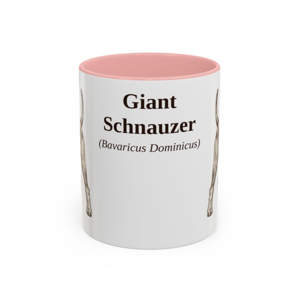 11oz Giant Schnauzer Latin Mug, Pink, front view