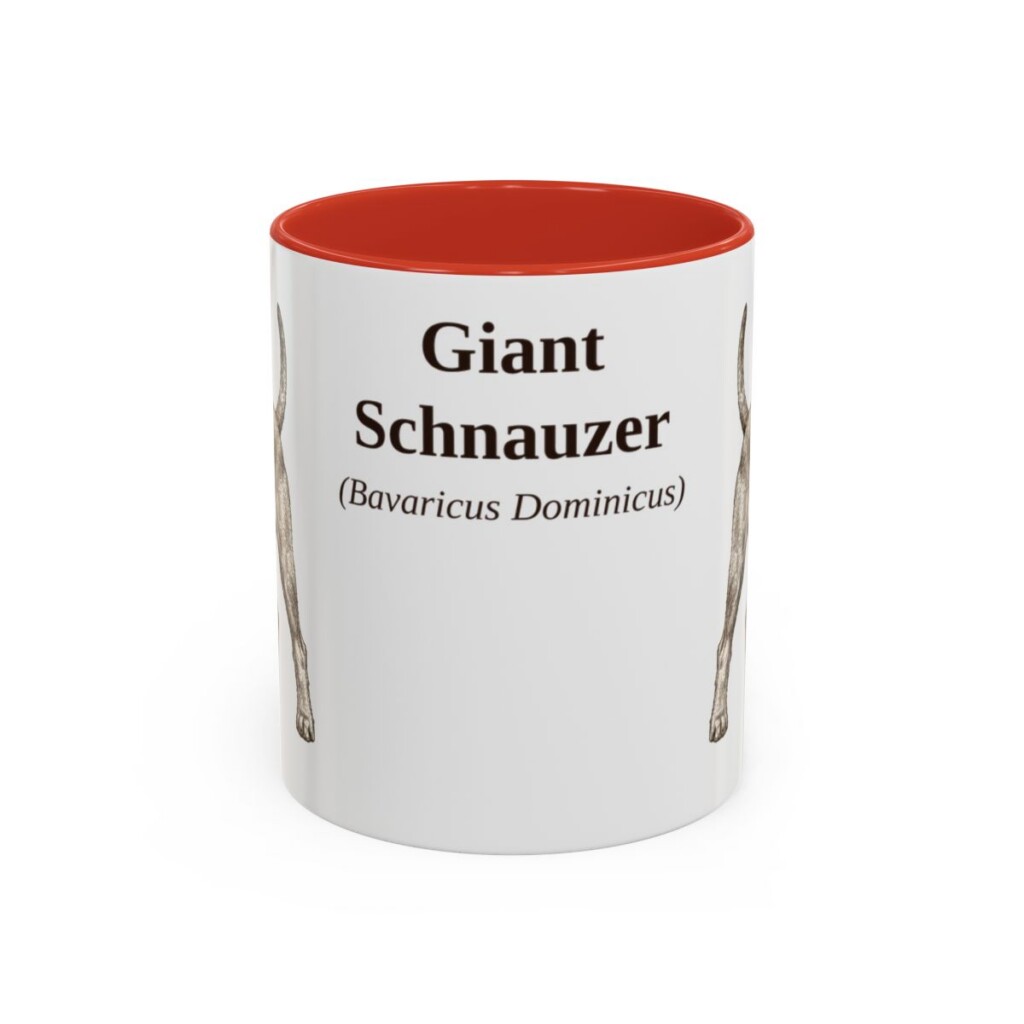 11oz Giant Schnauzer Latin Mug, Red, front view