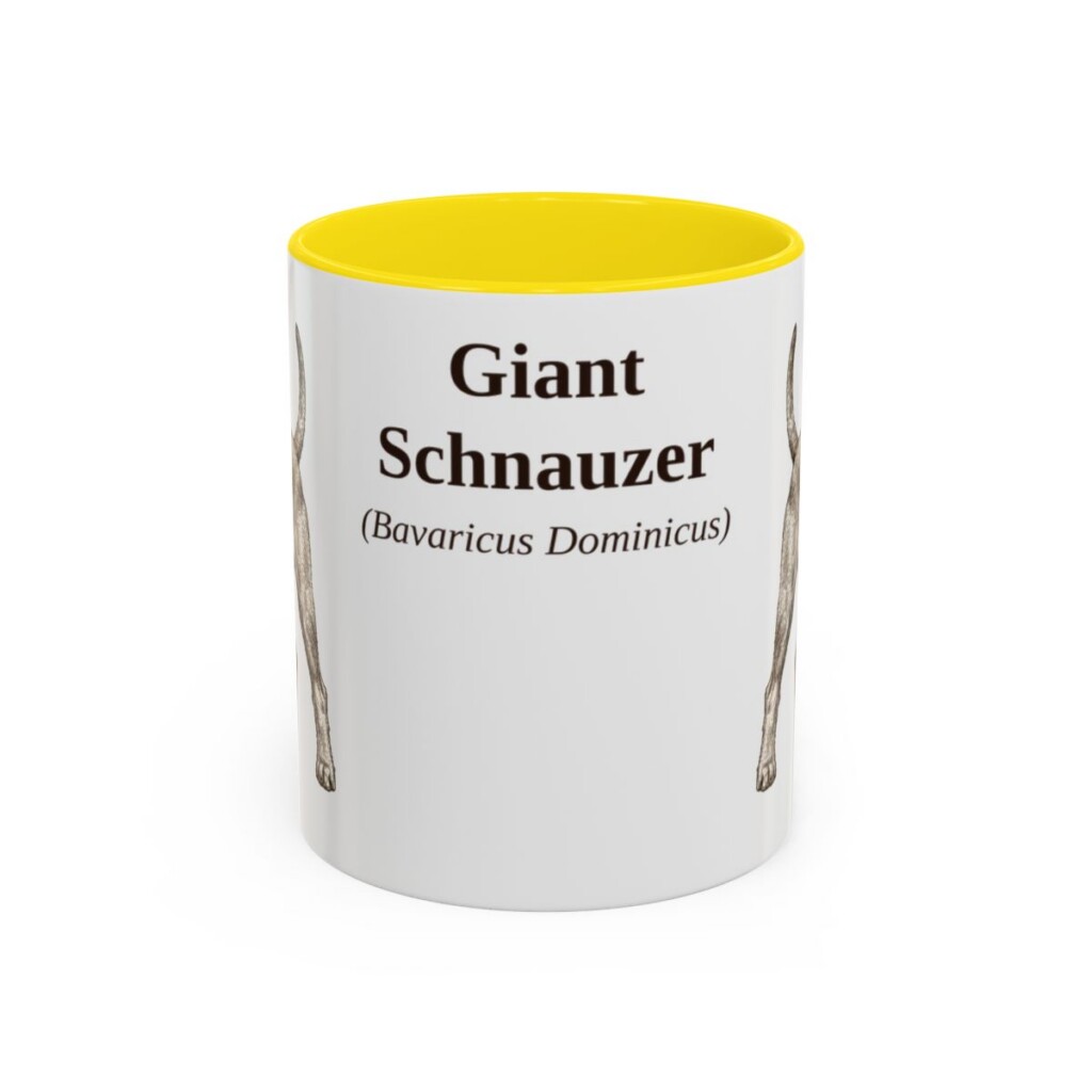 11oz Giant Schnauzer Latin Mug, Yellow, front view