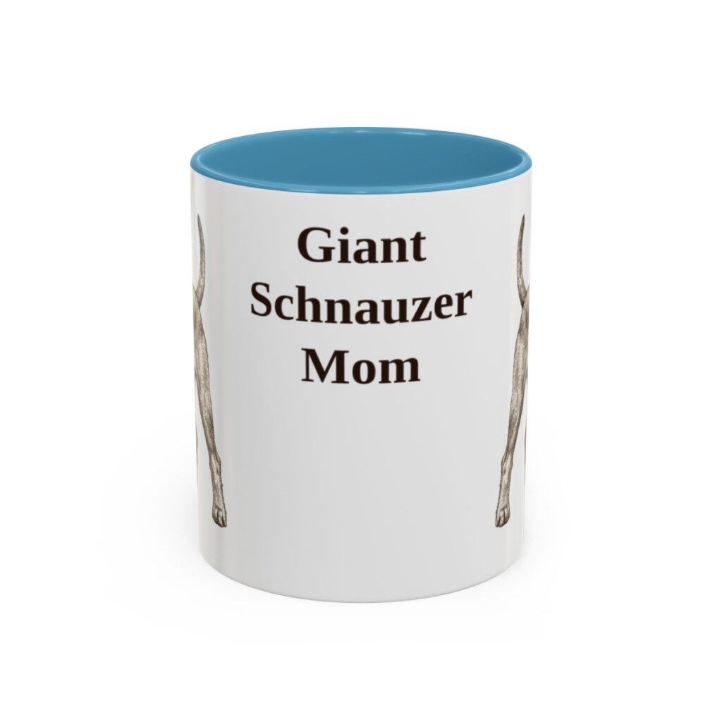 11oz Giant Schnauzer Dog Mom Mug, Light Blue, front view