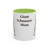 11oz Giant Schnauzer Dog Mom Mug, Light Green, front view