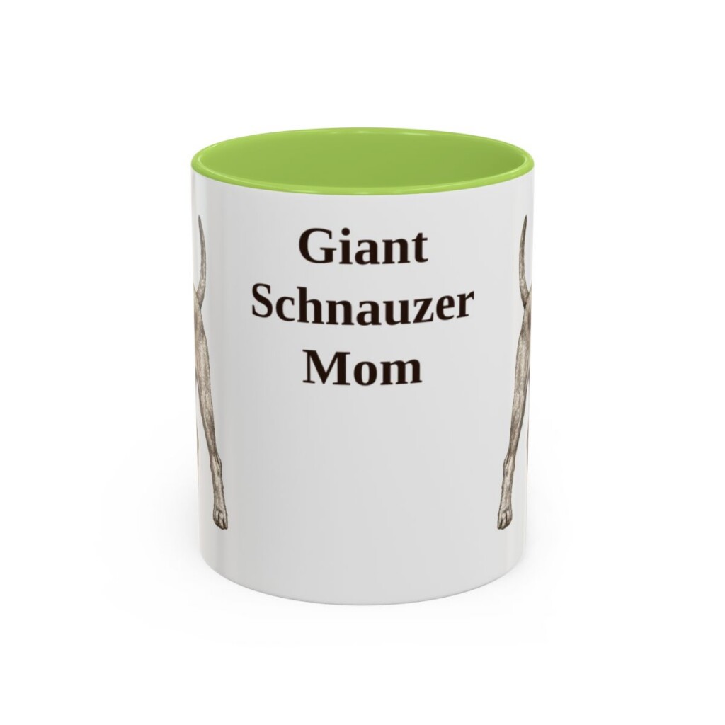 11oz Giant Schnauzer Dog Mom Mug, Light Green, front view