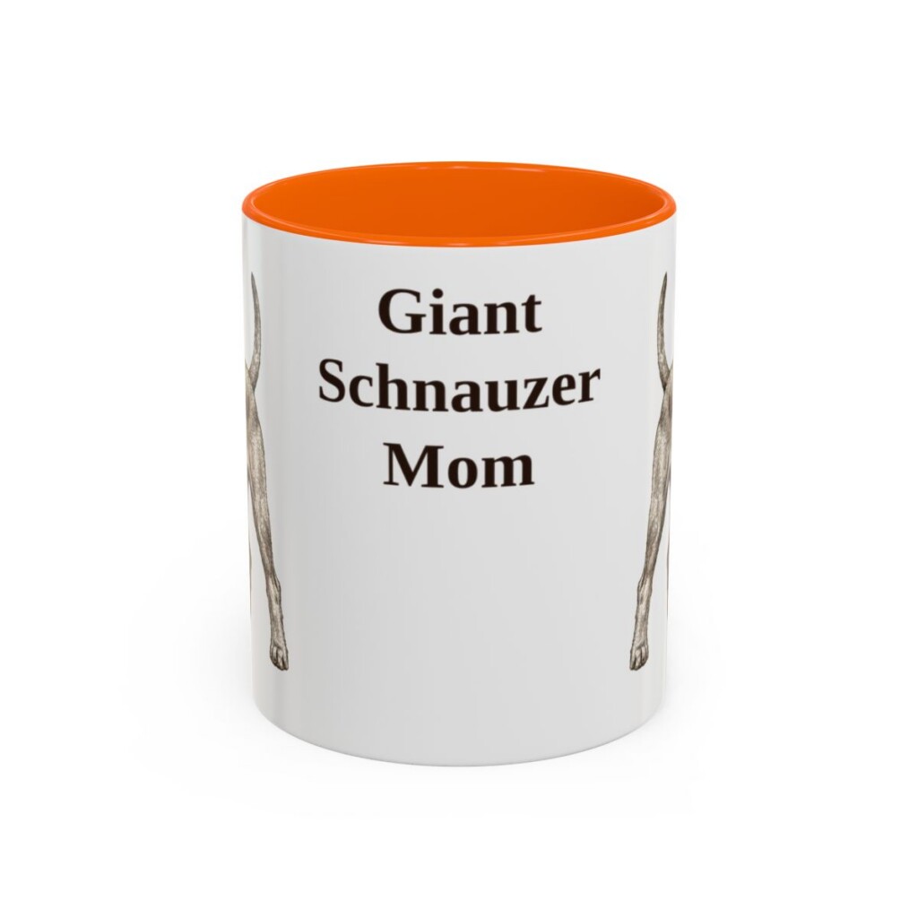11oz Giant Schnauzer Dog Mom Mug, Orange, front view
