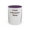 11oz Giant Schnauzer Dog Mom Mug, Purple, front view