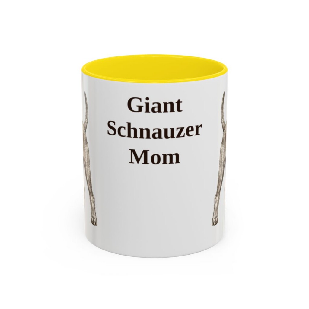 11oz Giant Schnauzer Dog Mom Mug, Yellow, front view
