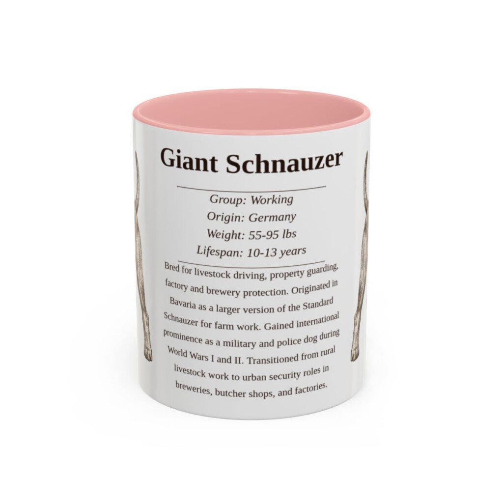 11oz Giant Schnauzer Mug, Pink, front view