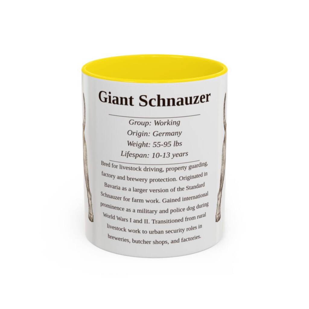 11oz Giant Schnauzer Mug, Yellow, front view
