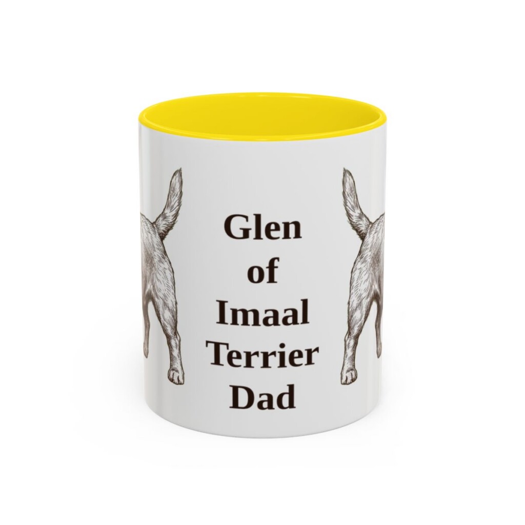 11oz Glen of Imaal Terrier Dog Dad Mug, Yellow, front view