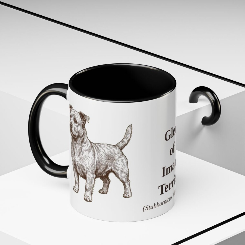 11oz Glen of Imaal Terrier Latin Mug, Black, lifestyle photo