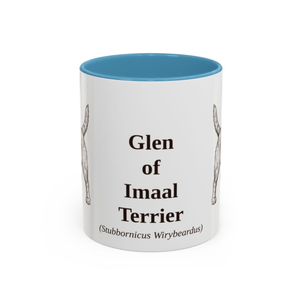 11oz Glen of Imaal Terrier Latin Mug, Light Blue, front view