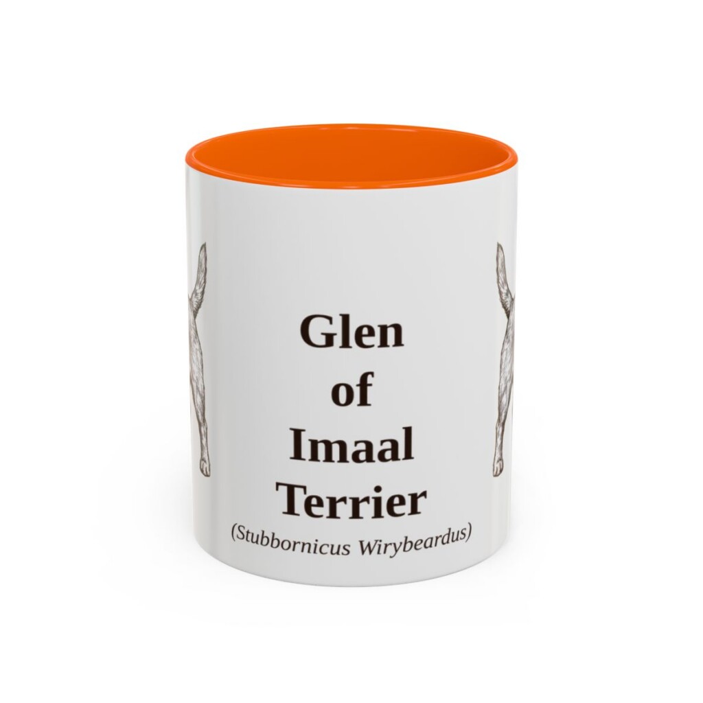 11oz Glen of Imaal Terrier Latin Mug, Orange, front view