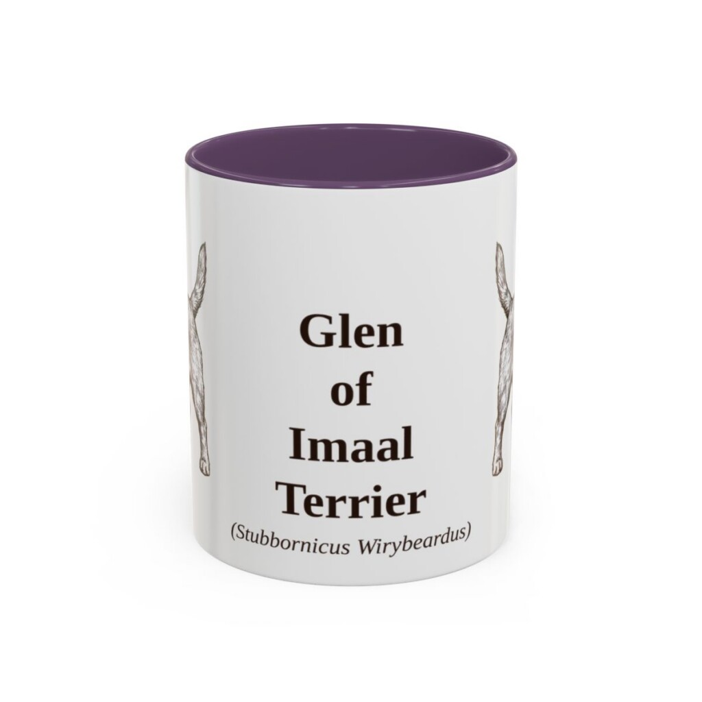 11oz Glen of Imaal Terrier Latin Mug, Purple, front view
