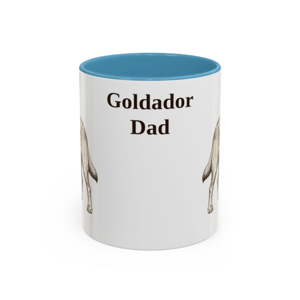 11oz Goldador Dog Dad Mug, Light Blue, front view