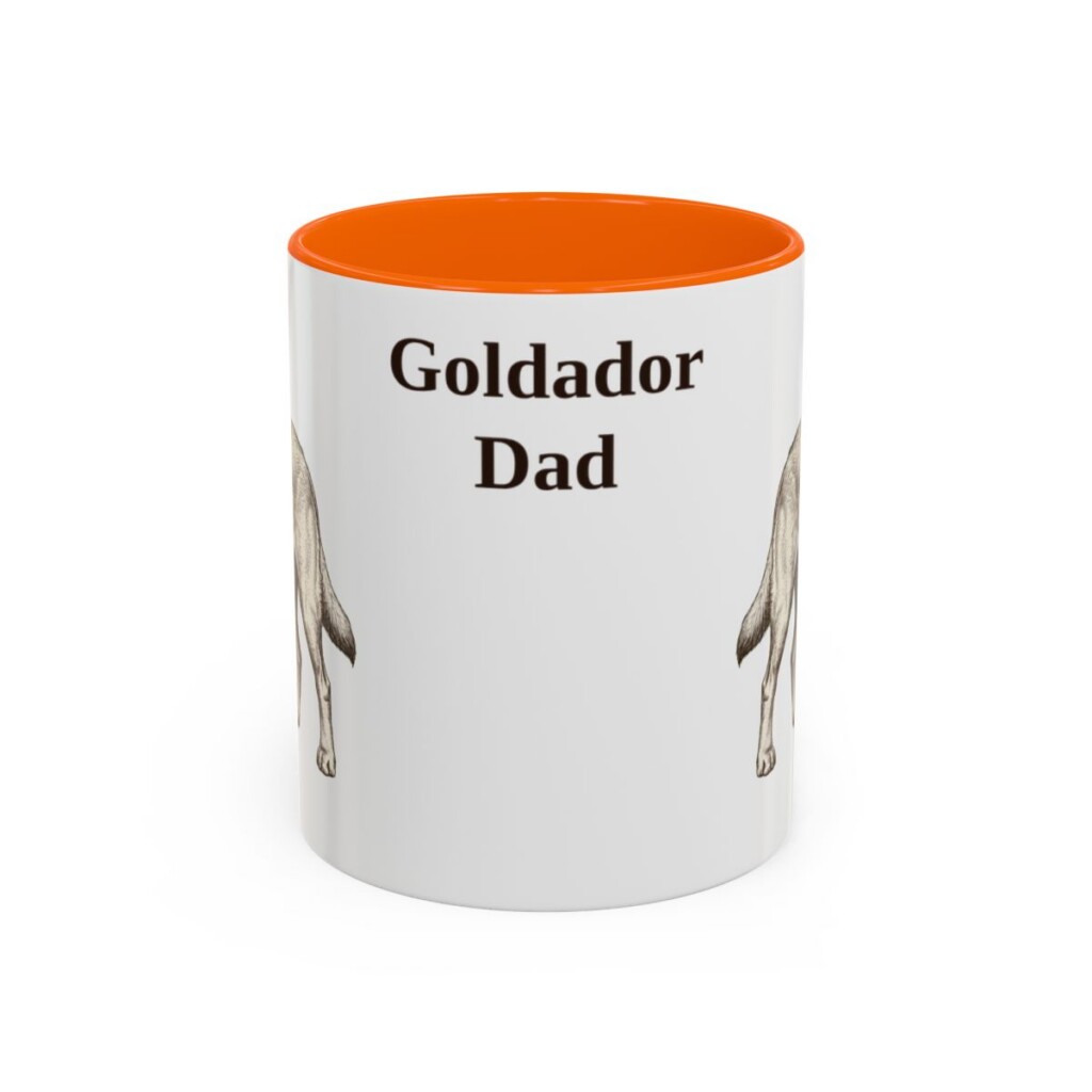 11oz Goldador Dog Dad Mug, Orange, front view