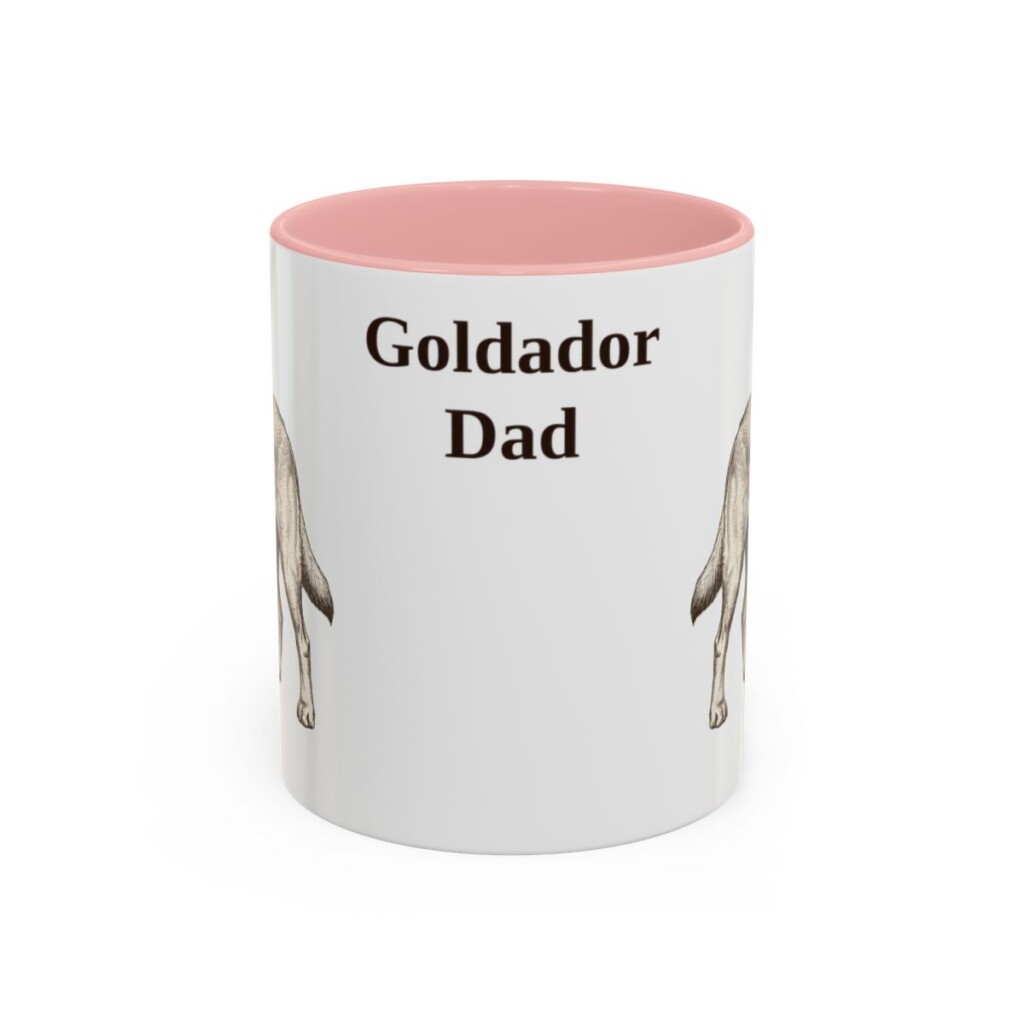 11oz Goldador Dog Dad Mug, Pink, front view