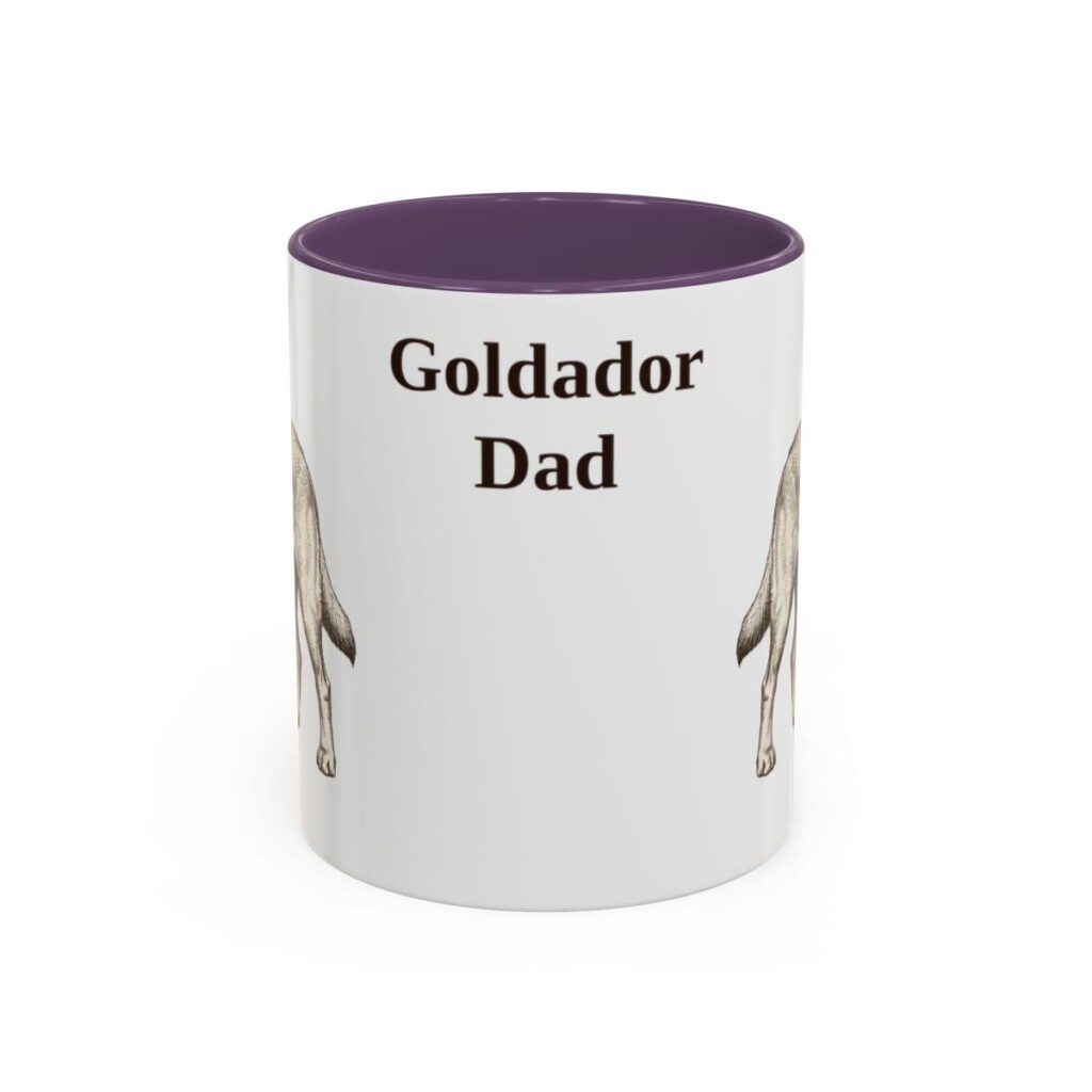 11oz Goldador Dog Dad Mug, Purple, front view