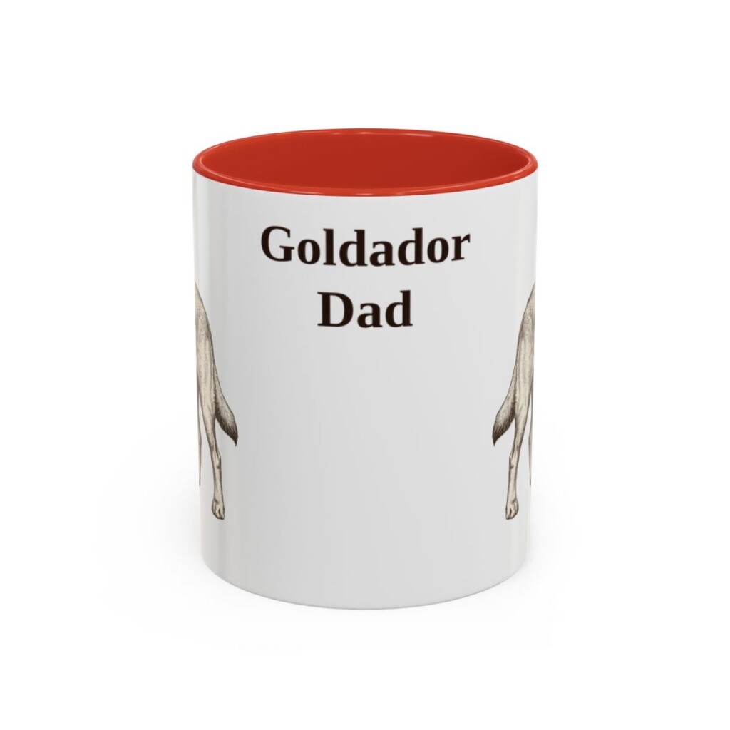 11oz Goldador Dog Dad Mug, Red, front view