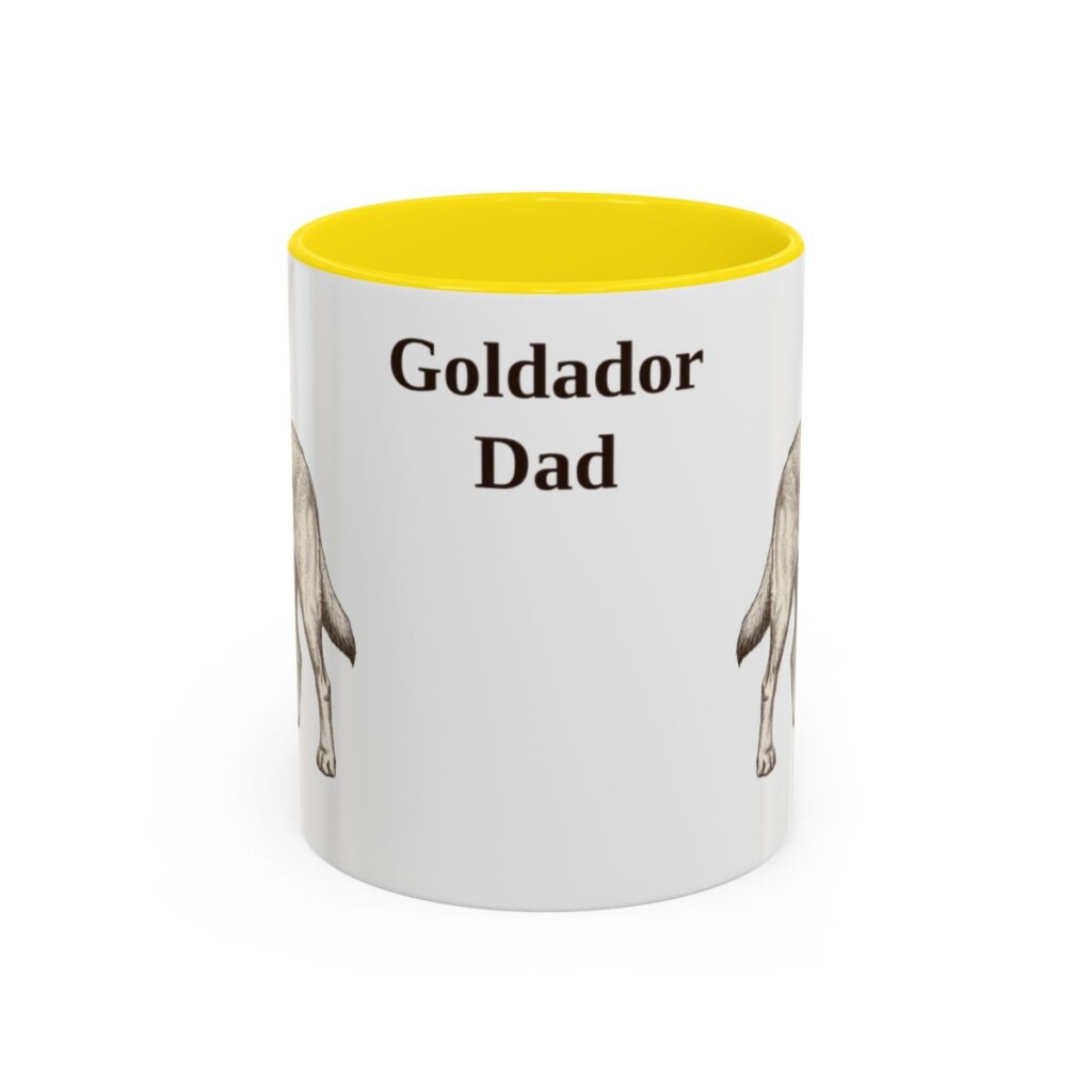 11oz Goldador Dog Dad Mug, Yellow, front view