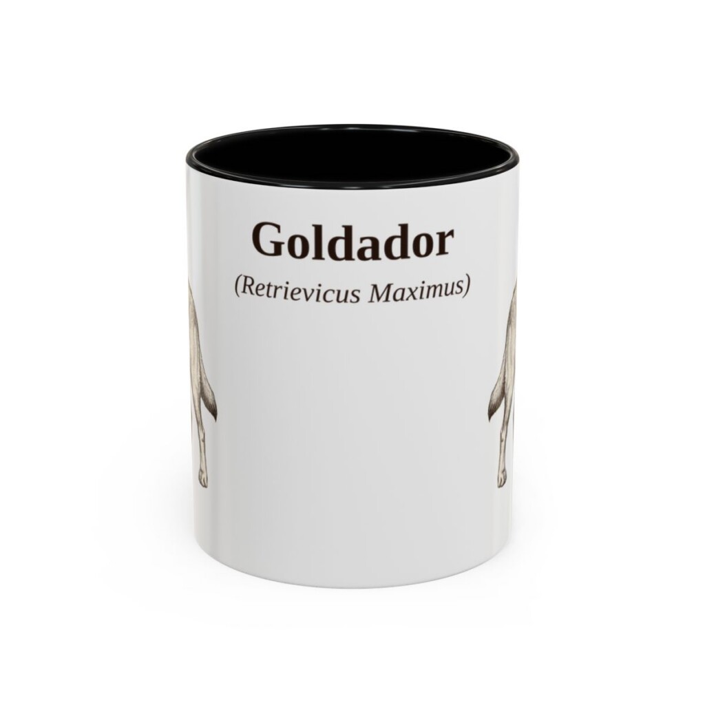 11oz Goldador Latin Mug, Black, front view