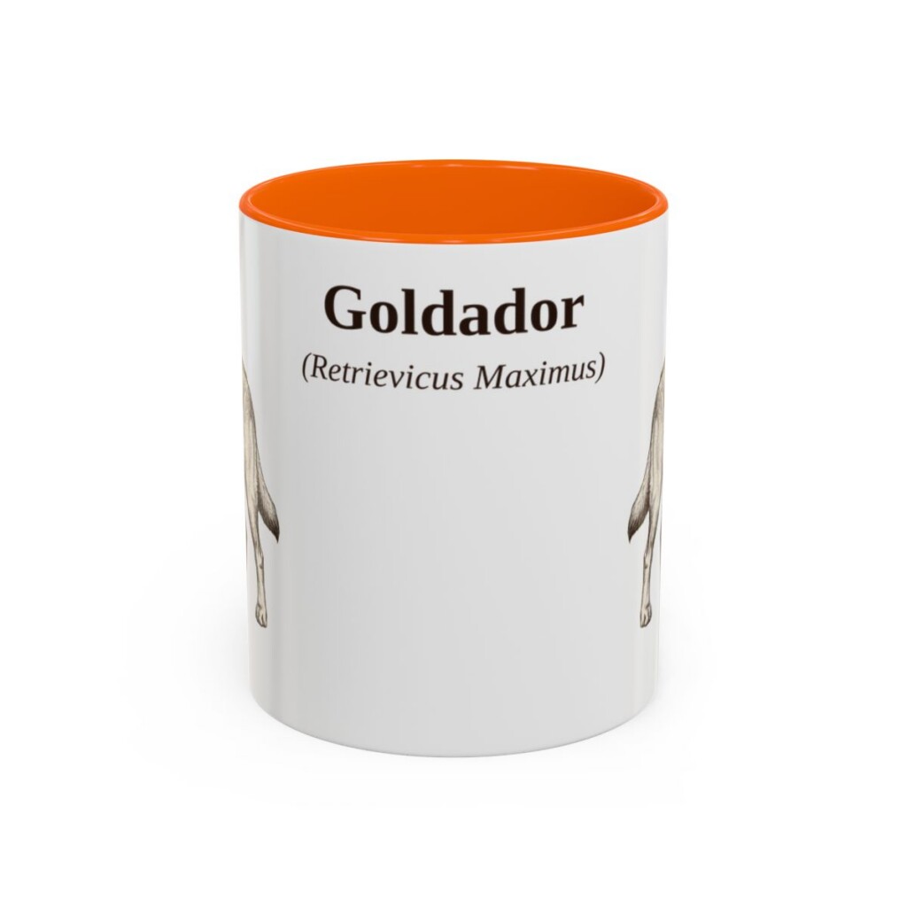11oz Goldador Latin Mug, Orange, front view