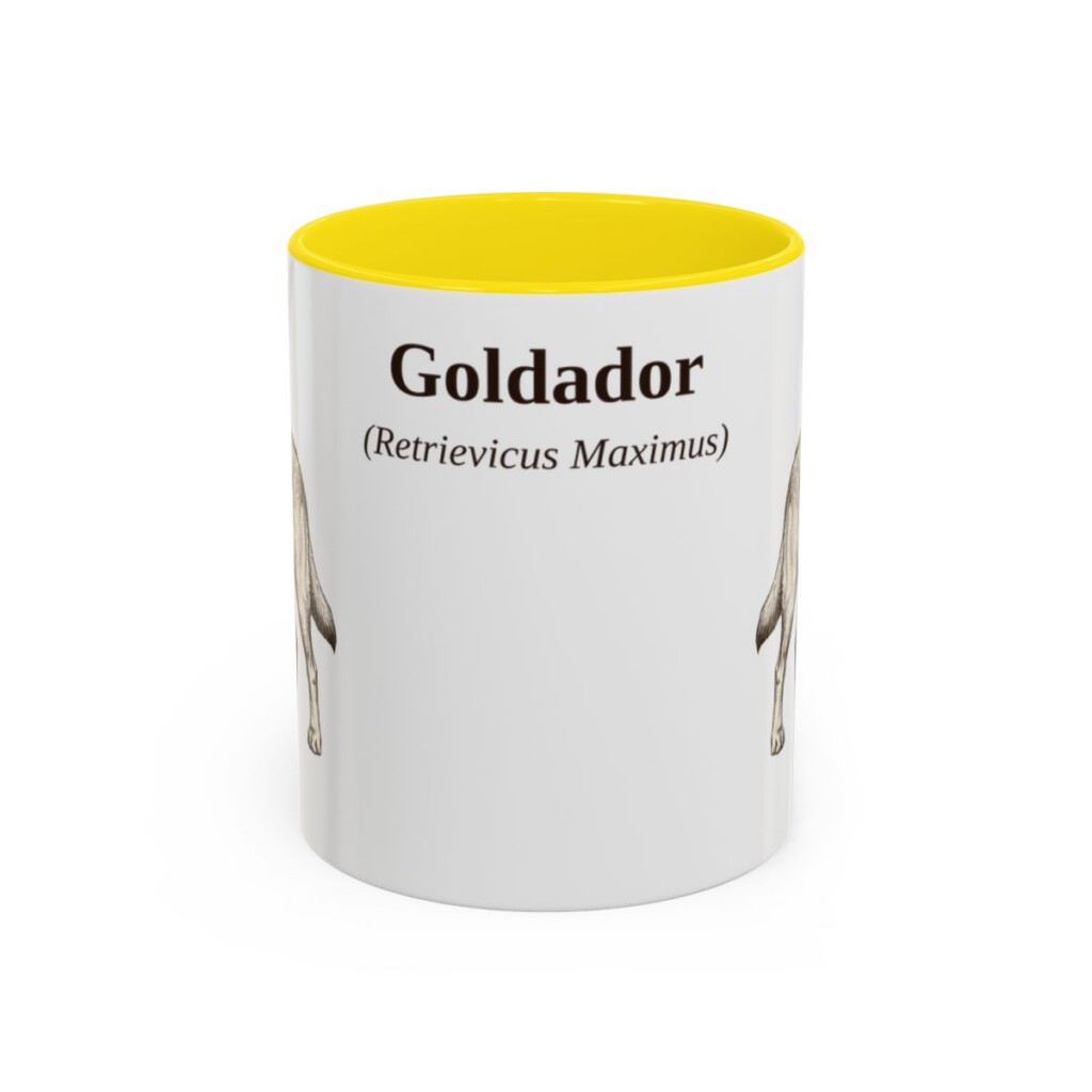 11oz Goldador Latin Mug, Yellow, front view