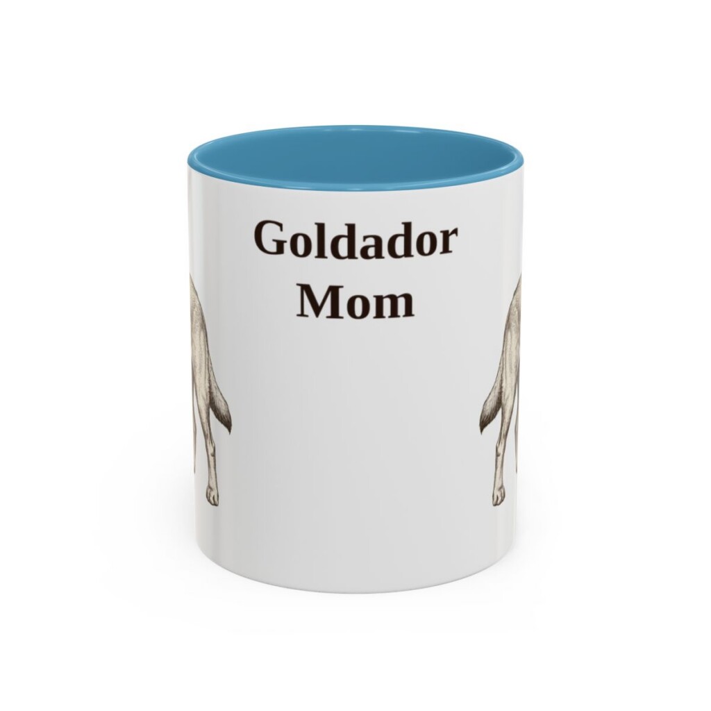 11oz Goldador Dog Mom Mug, Light Blue, front view
