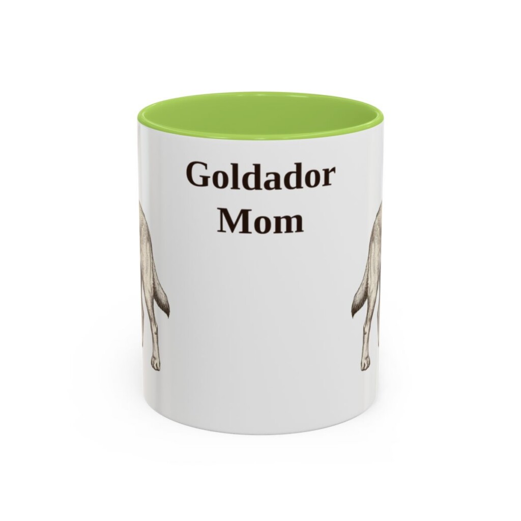 11oz Goldador Dog Mom Mug, Light Green, front view