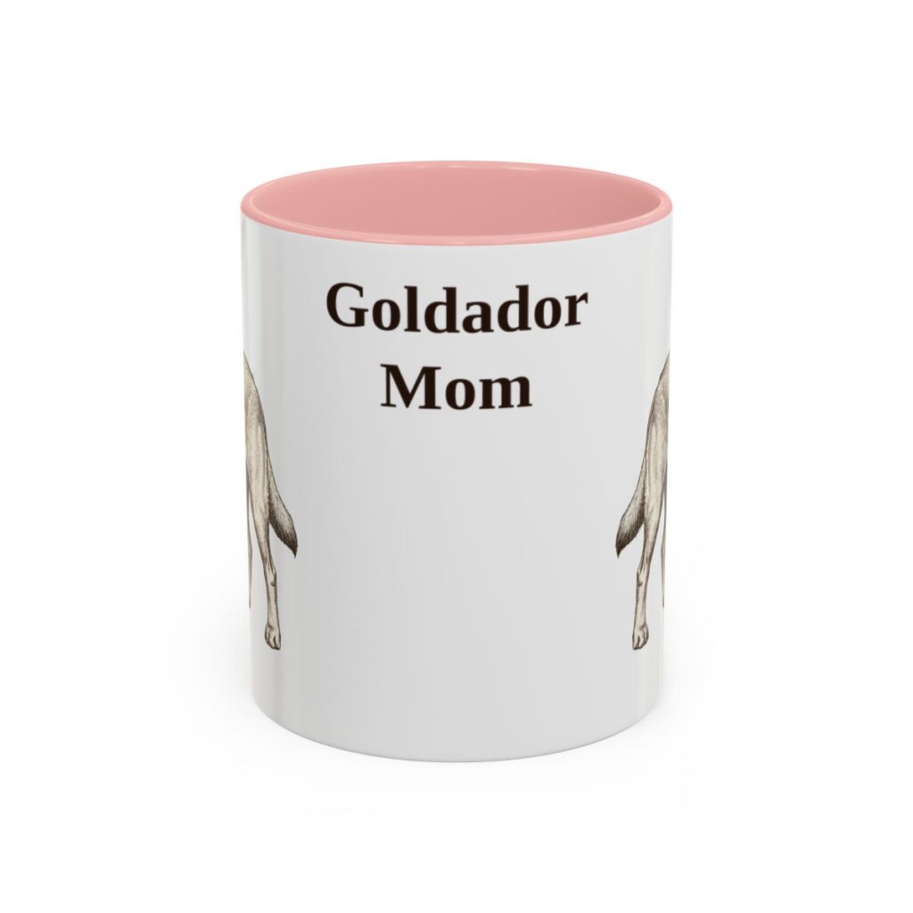11oz Goldador Dog Mom Mug, Pink, front view