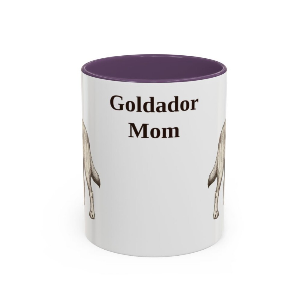 11oz Goldador Dog Mom Mug, Purple, front view