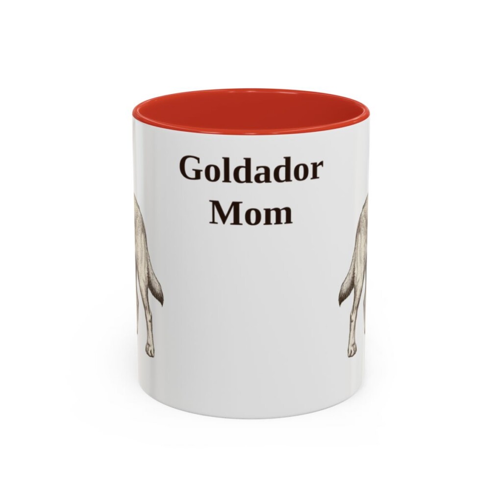 11oz Goldador Dog Mom Mug, Red, front view