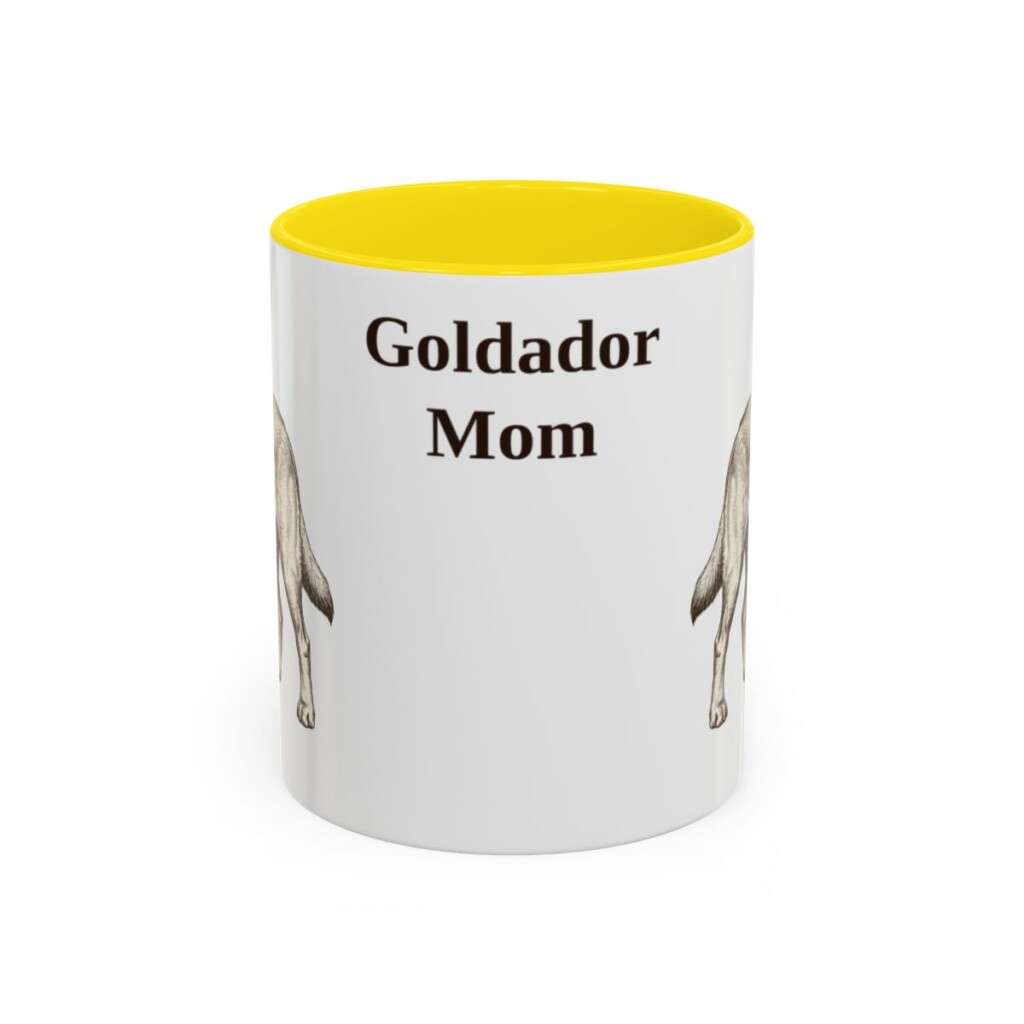 11oz Goldador Dog Mom Mug, Yellow, front view