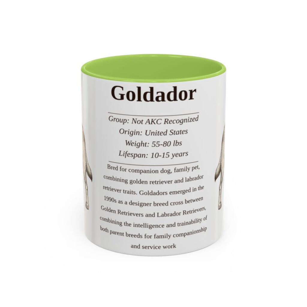 11oz Goldador Mug, Light Green, front view