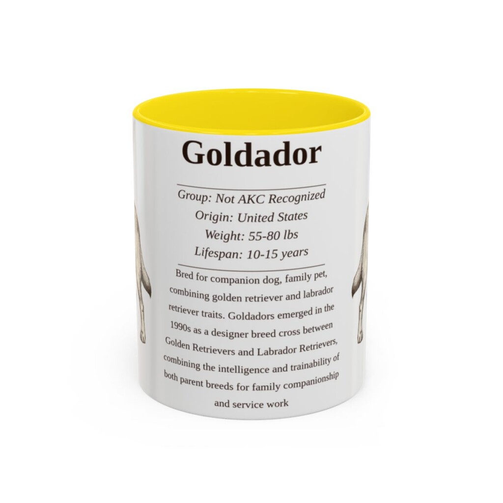 11oz Goldador Mug, Yellow, front view