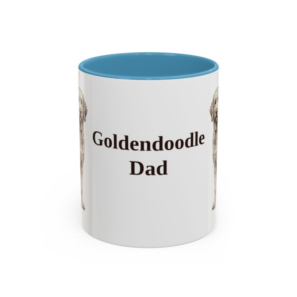 11oz Goldendoodle Dog Dad Mug, Light Blue, front view