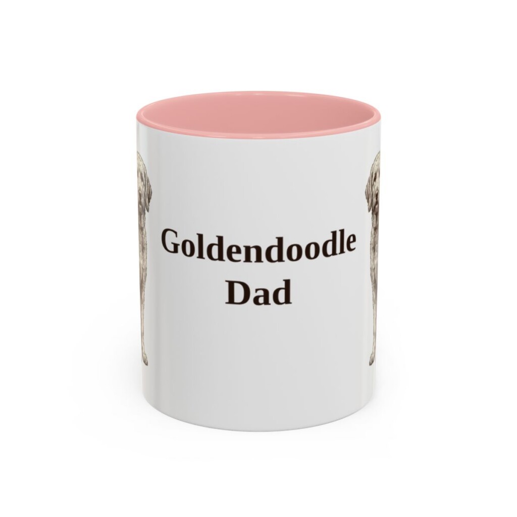 11oz Goldendoodle Dog Dad Mug, Pink, front view