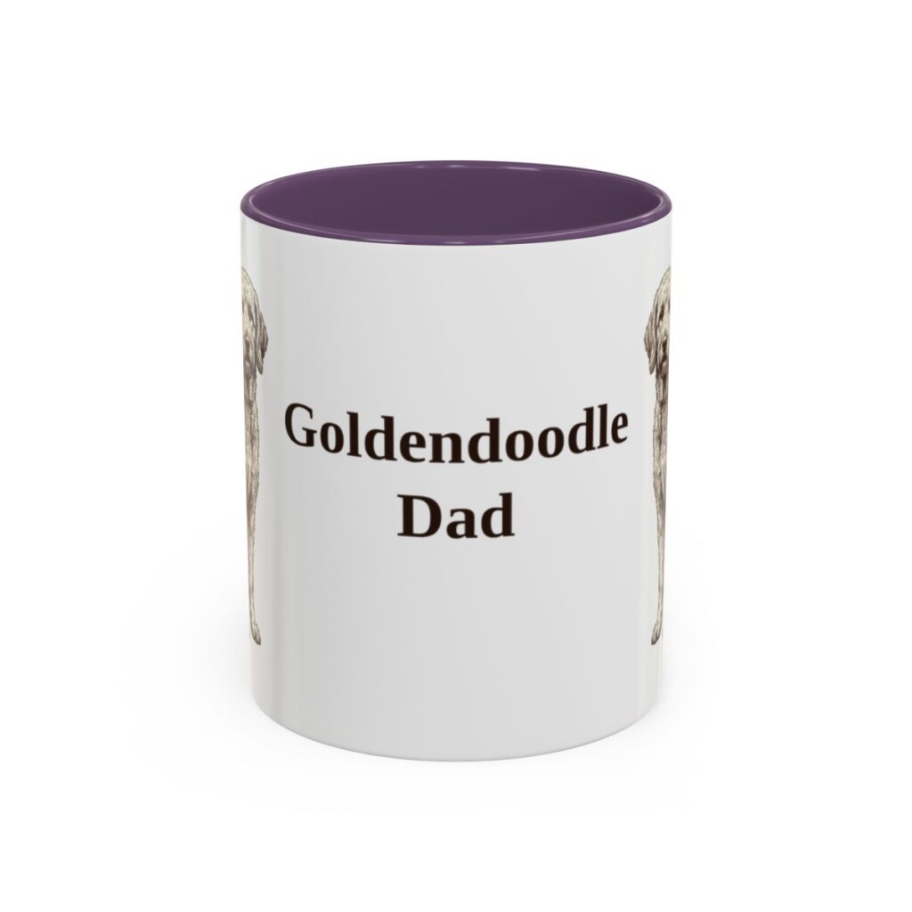 11oz Goldendoodle Dog Dad Mug, Purple, front view