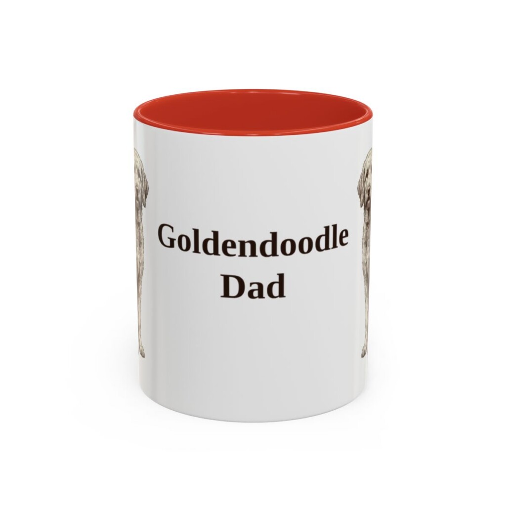 11oz Goldendoodle Dog Dad Mug, Red, front view