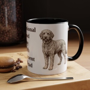 11oz Funny Goldendoodle Mug, Black, lifestyle photo