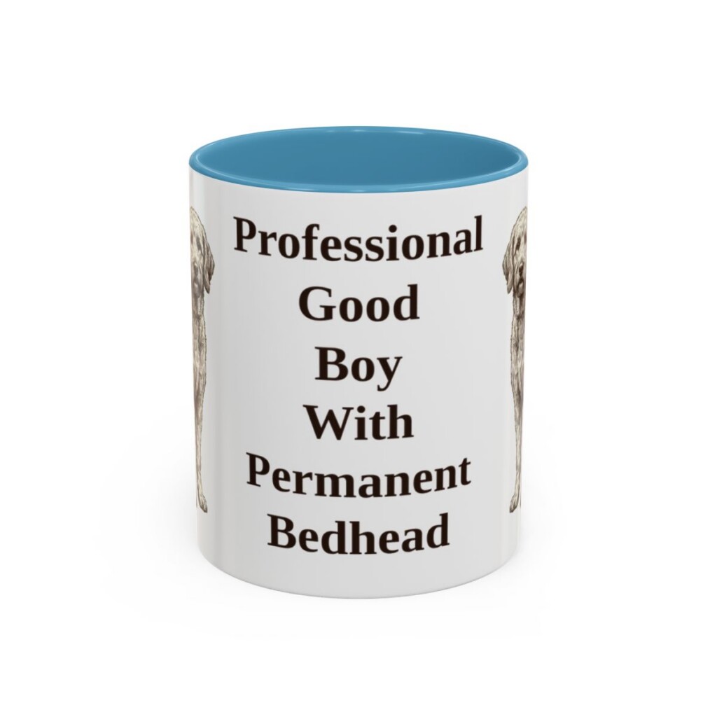 11oz Funny Goldendoodle Mug, Light Blue, front view